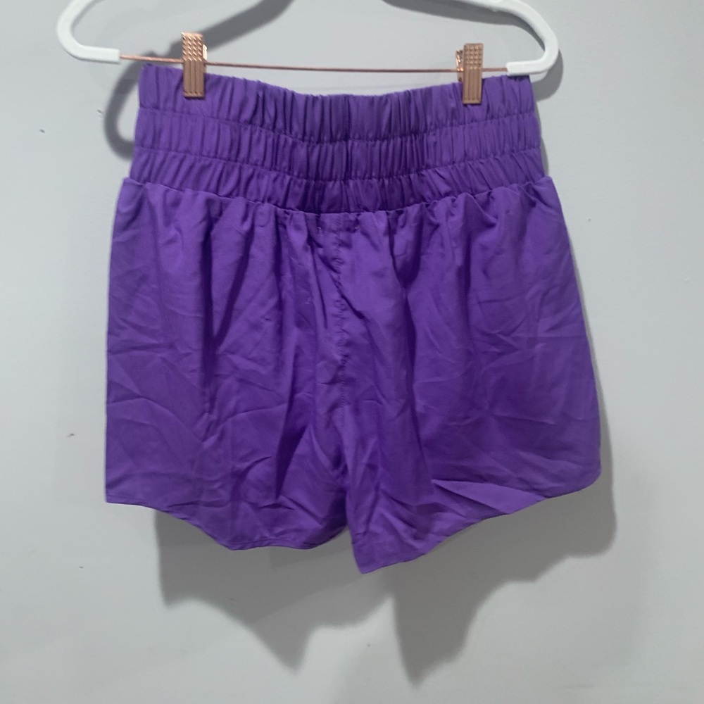 Women’s High Waisted Purple Running Shorts - Picture 2 of 6